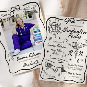 Editable Nurse Graduation Invitation, BSN Nursing School Graduation Announcement, RN Grad Invite Photo Grad Invite Medical Graduation Invite