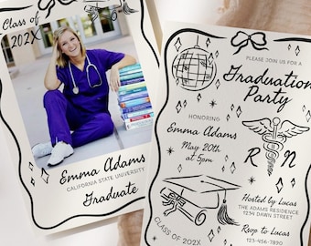 Editable Nurse Graduation Invitation, BSN Nursing School Graduation Announcement, RN Grad Invite Photo Grad Invite Medical Graduation Invite