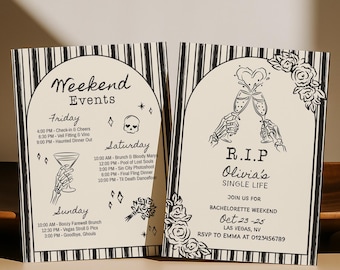 Invitación de despedida de soltera espeluznante para Halloween: Descanse en paz, soltera (Descarga digital)