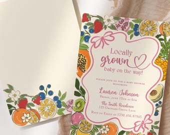 Locally Grown Baby Shower Invitation, Farmers Market Baby Shower Invite, Home Grown Neutral Baby Shower Invite Editable Farm Themed Sprinkle