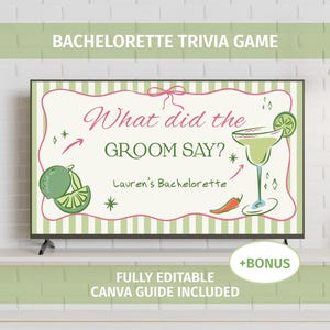 Bachelorette Trivia Game: What Did The Groom Say? - Margs & Matrimony (Canva Template)
