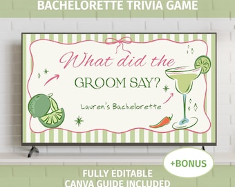 Bachelorette Trivia Game: What Did The Groom Say? - Margs & Matrimony (Canva Template)