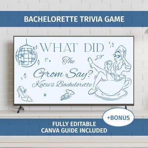 Bachelorette Trivia Game: What Did the Groom Say? Editable Canva Template