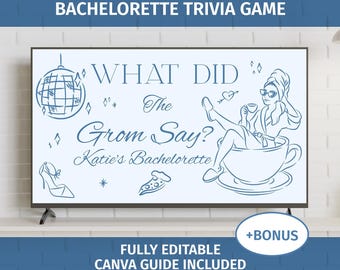 Juego de preguntas para despedidas de soltera: ¿Qué dijo el novio? Plantilla editable de Canva