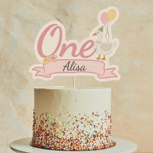 One Silly Goose Cake Topper, Goose 1st Birthday Decorations, Custom Cake Topper with Name, goose theme party, printable cake topper, S2