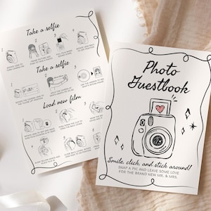Polaroid Guest Book Sign, Instax Mini 12 Instructions Sign, Photo Guest Book Sign, How to Load New Film, How To Take A Photo Sign