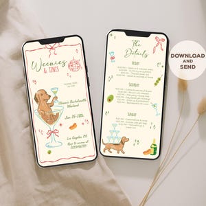 Weenies and Tinis Bachelorette Weekend Invite and Itinerary Template for Hot Dogs & Martinis Bachelorette Invitation Dachshund Bachelorette image 2