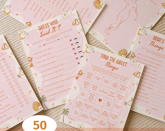 Love at First Spritz Bridal Shower Games Bundle Aperol Spritz Bridal Shower Signs Set Citrus Bridal Party Games Pack Floral Signs