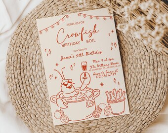 Crawfish Boil Birthday Invite, Crawfish Boil Invitation, Editable Crawfish Birthday Boil Invitation Card, Crawfish Boil Party, Seafood Boil