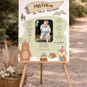 Invitación de cumpleaños de un campista feliz, invitación de cumpleaños de niño, invitación editable de primer cumpleaños de camping, fiesta en el bosque, para cualquier edad imagen 11
