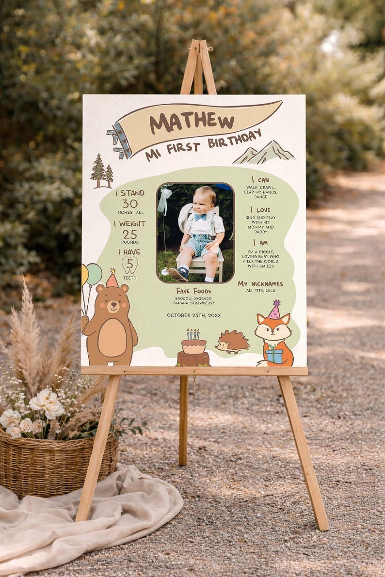Invitación de cumpleaños de un campista feliz, invitación de cumpleaños de niño, invitación editable de primer cumpleaños de camping, fiesta en el bosque, para cualquier edad imagen 11