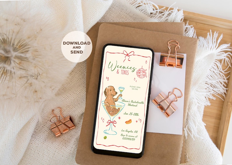 Weenies and Tinis Bachelorette Weekend Invite and Itinerary Template for Hot Dogs & Martinis Bachelorette Invitation Dachshund Bachelorette image 8