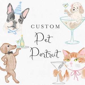 Custom Pet Portrait Martini Edition – Funny Pet Illustration, Cocktail Pet Drawing, Personalized Dog or Cat Art, Digital Download