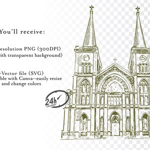 Ilustración del lugar de la boda, arte digital personalizado a partir de una foto, recuerdo de boda, regalo de aniversario imagen 3