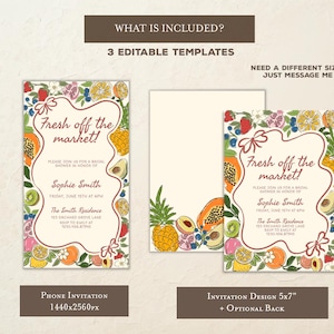 Fresh off the Market Bridal Shower Invitation Template, Editable Hand Drawn Farmer's Market Wedding Shower Invite, She's Off The Market B7 image 3