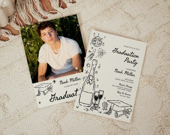 Hand Drawn Graduation Invitation Template, Senior Graduation Party Announcement, Masters graduation invitation, mastered it invitation