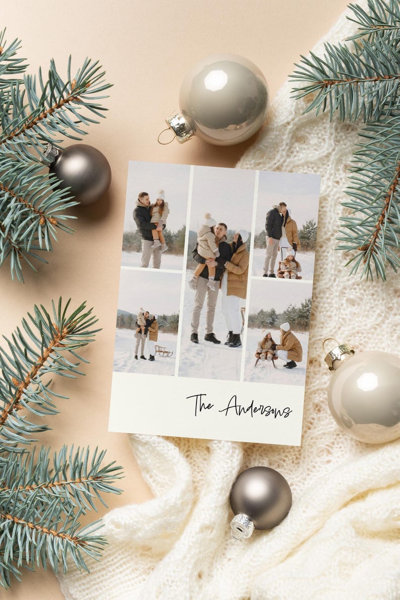 Holiday Photo Card Magazine Style, Custom Family Christmas Card, Modern Holiday Greeting Template image 8