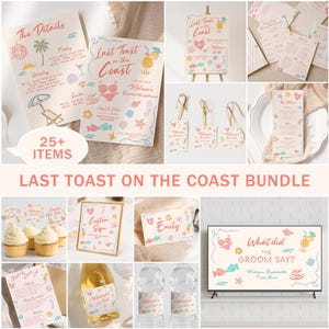 Last Toast On The Coast Bachelorette Party Invitation and Itinerary Template, Coastal Beach Bach Weekend Events, Beach Bachelorette Invite image 11