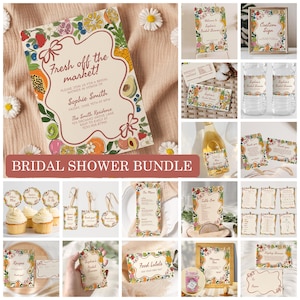 Bundle d'invitation nuptiale fraîchement sorti du marché, douche nuptiale du marché fermier, modèles modifiables, téléchargement immédiat, elle est hors du marché B7