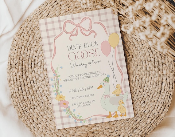 Duck Duck Goose Birthday Invitation, Duck Themed Birthday Invite Silly Goose Birthday Invitation Editable Girl 1st Birthday Printable Invite