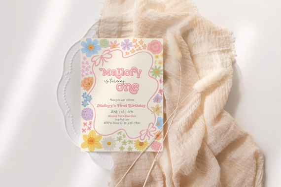 Editable Daisy Floral Birthday Invitation, Our Little Wildflower First Birthday Invite, Tween Birthday Invite Girl Flower Birthday Invite A4