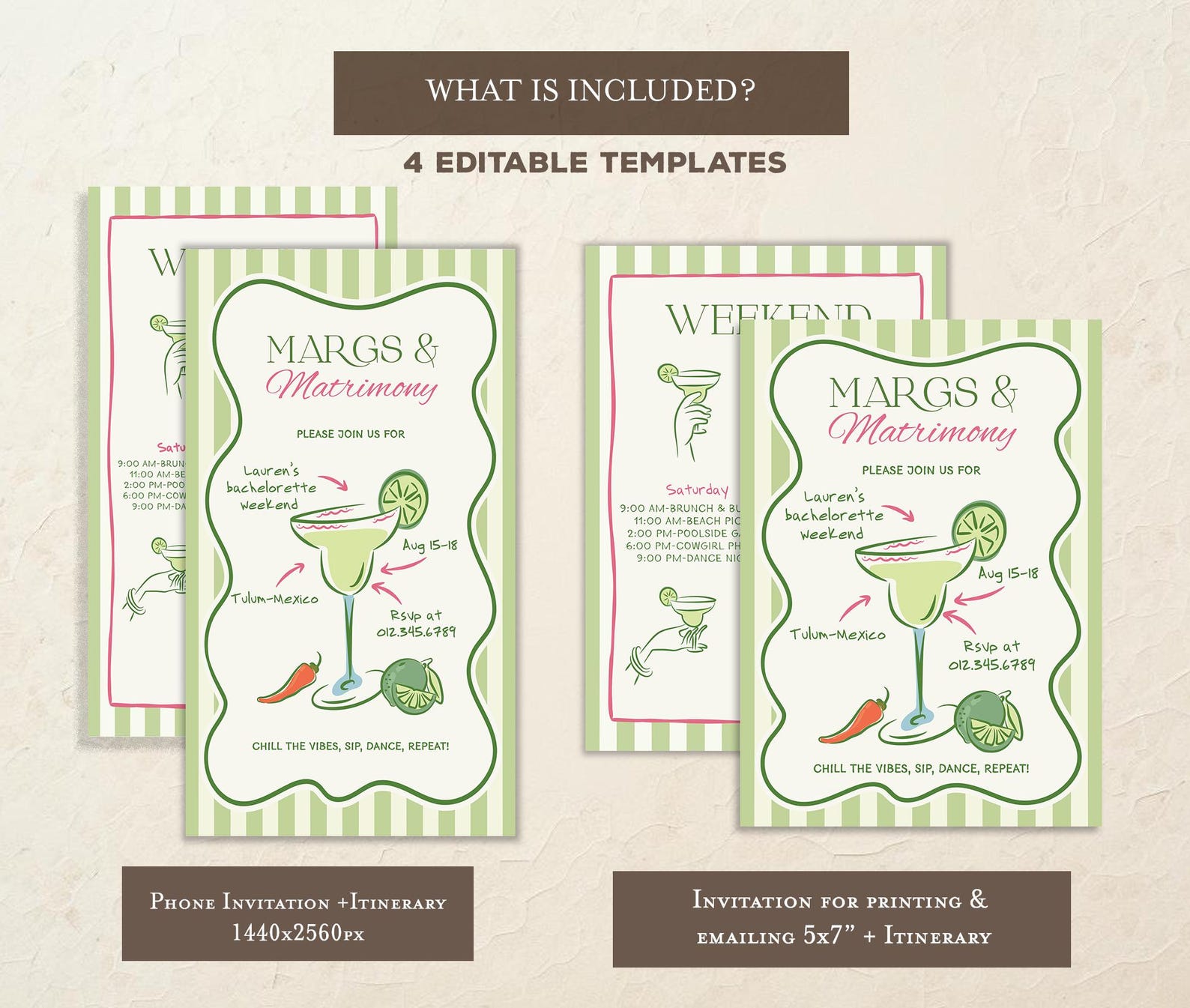 Margs and Matrimony Bachelorette Itinerary Template, Editable Tequila ...