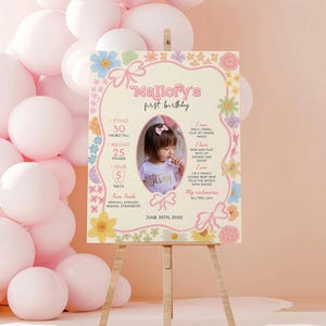 Invitación de cumpleaños floral editable con margaritas, invitación para el primer cumpleaños de nuestra pequeña flor silvestre, invitación de cumpleaños para preadolescentes, invitación de cumpleaños de niña con flores A4 imagen 14