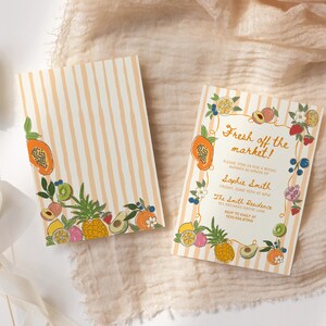 Fresh off the Market Bridal Shower Invitation Template, Editable Hand Drawn Farmer's Market Wedding Shower Invite, She's Off The Market image 9