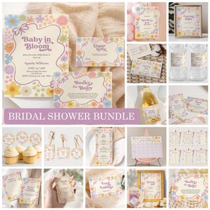 Baby in Bloom Baby Shower Invitation Bundle Printable, Wildflower Baby Shower, Editable Baby Shower Games, Wild Floral Baby Shower A2