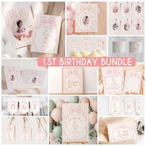 One Silly Goose Birthday Bundle, Goose Invite First Birthday Bundle, 1st Birthday Girl, Gingham Silly Goose Birthday Vintage Goose Theme