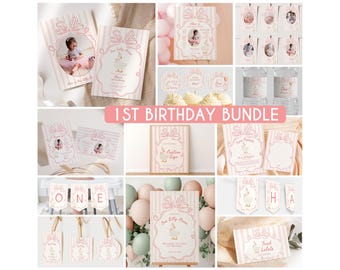 One Silly Goose Birthday Bundle, Goose Invite First Birthday Bundle, 1st Birthday Girl, Gingham Silly Goose Birthday Vintage Goose Theme