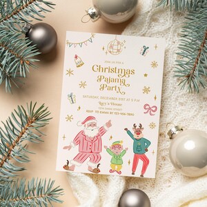 Uitnodiging kerstfeest pyjama, pyjama-uitnodiging, uitnodiging kerstfeest, uitnodiging vakantiefeest, kerstfeest afbeelding 9