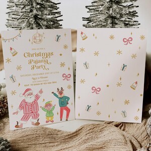 Uitnodiging kerstfeest pyjama, pyjama-uitnodiging, uitnodiging kerstfeest, uitnodiging vakantiefeest, kerstfeest afbeelding 2