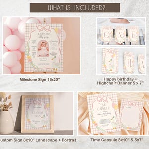 One Silly Goose First Birthday Bundle, Floral Goose Invite First Birthday Bundle, Pink Greenery Girls 1st birthday Boho Goose Theme Decor S2 image 4