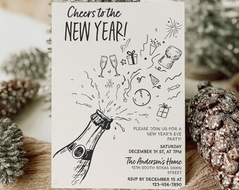 New Year’s Eve Invitation Template Printable NYE Party Invite Editable New Year Celebration Card Phone & Print Versions Included