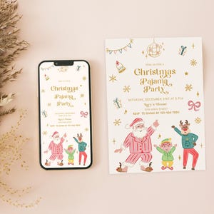 Uitnodiging kerstfeest pyjama, pyjama-uitnodiging, uitnodiging kerstfeest, uitnodiging vakantiefeest, kerstfeest afbeelding 3
