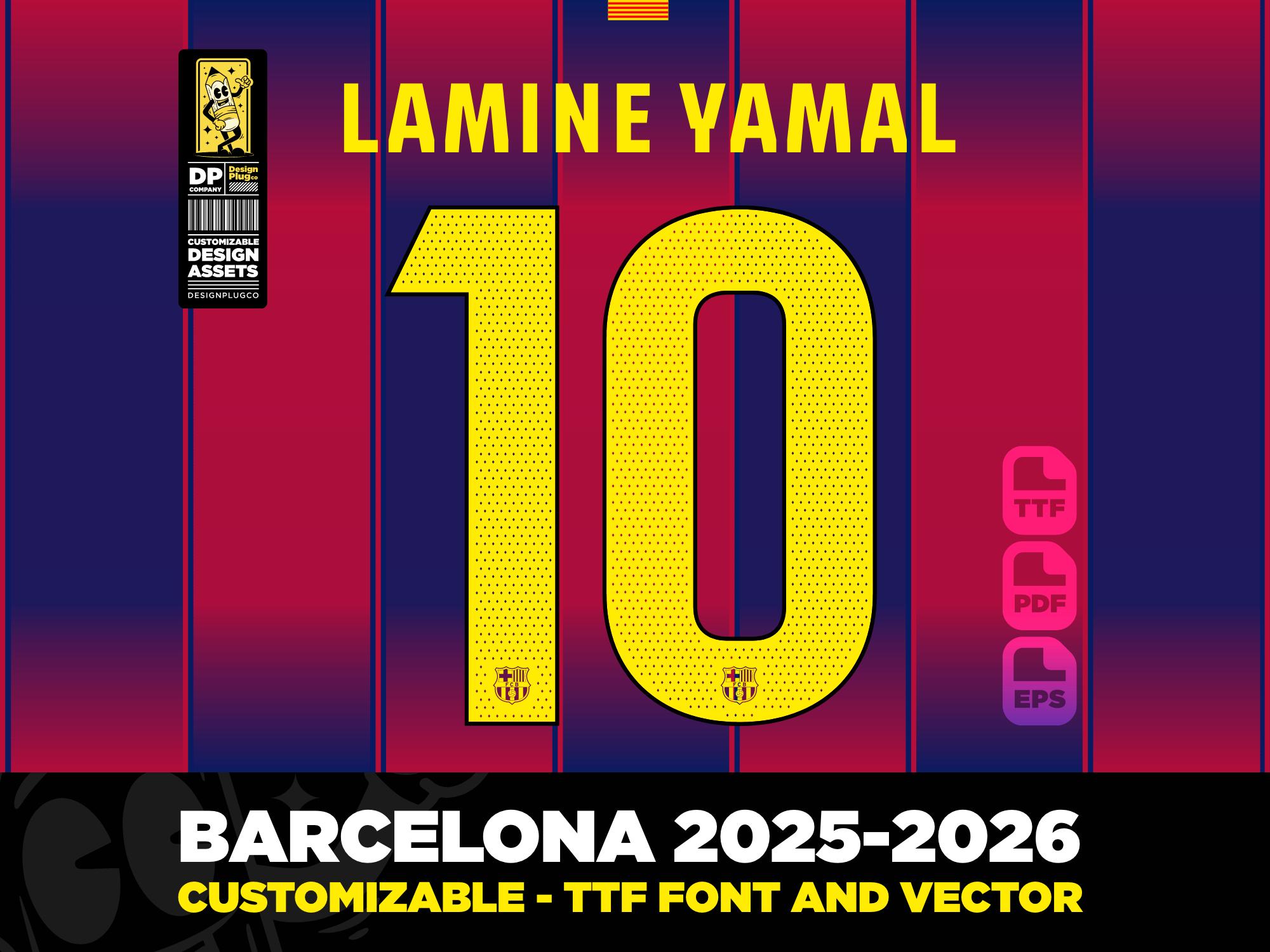 FCバルセロナ ジャージフォント 25-26 ベクター 2025 ttf、pdf、svg