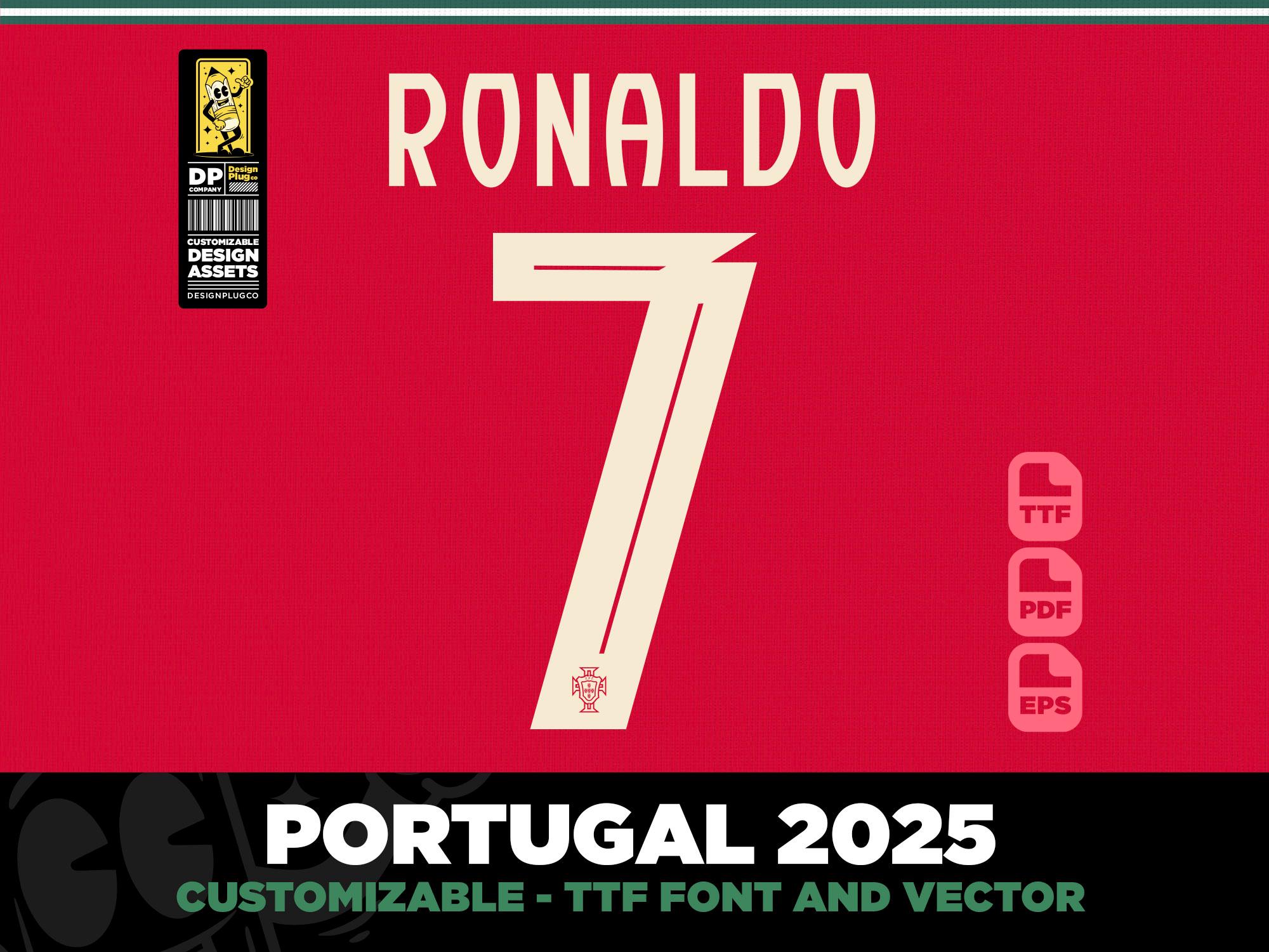 Portugal Puma jersey font 2025 vector ttf, pdf, svg, Cristiano Ronaldo, Joao Felix, Bernardo Silva, Bruno Fernandes Digital Typeface