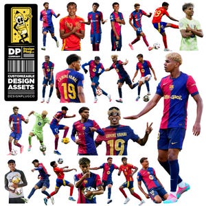 Coleção Lamine Yamal PNG – Adesivos digitais Yamal, silhuetas e futebol de alta qualidade, FCB. Inclui PNGs sem fundo.