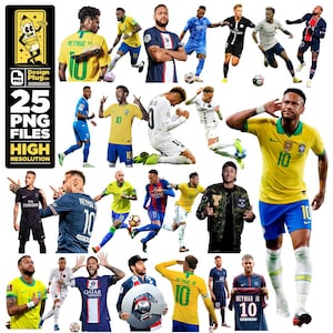 Neymar Jr PNG Collection – Digital stickers, silhouettes, and high-quality football. Includes no-background PNGs, transparent.