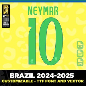 Brazil National Team, font jersey vector 2024, Copa America, pdf, svg, ttf, Neymar Jr, Vinicius, Raphinha, La Canarinha Digital Typeface