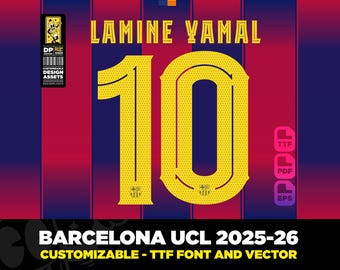 FCバルセロナ ジャージフォント 25-26 UCL ベクター 2025 ttf、pdf