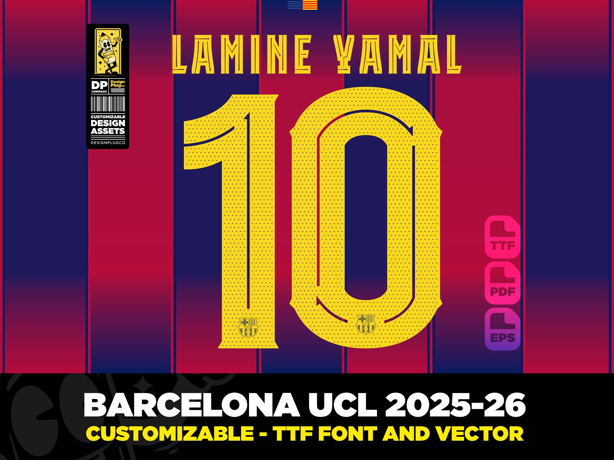 FCバルセロナ ジャージフォント 25-26 UCL ベクター 2025 ttf、pdf
