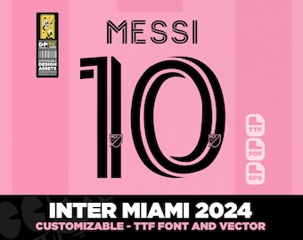 Inter Miami, jersey font 24-25 vector 2024 ttf, pdf, svg,  Messi, Suarez, Jordi Alba, Digital Typeface