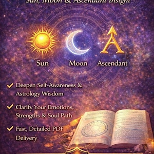 Lecture du thème natal personnalisée | Soleil, Lune et Ascendant (PDF)