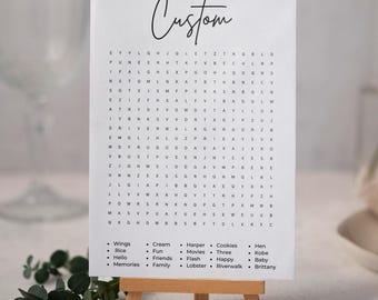 Custom Word Search, word search, Custom Word Search Puzzle,Personalized Birthday, Shower Game,Halloween word search, babyshower word search,