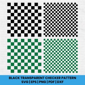 Checkerboard Pattern Borders SVG,Black Transparent Checker Pattern,Checkered pattern clipart,Checker print, Transparent Background,Checkered