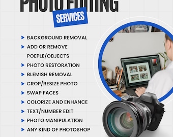 Custom Photo Editing Service, Restoration, Person or objects Removal, Image Quality Enhance, Background Removal digital download