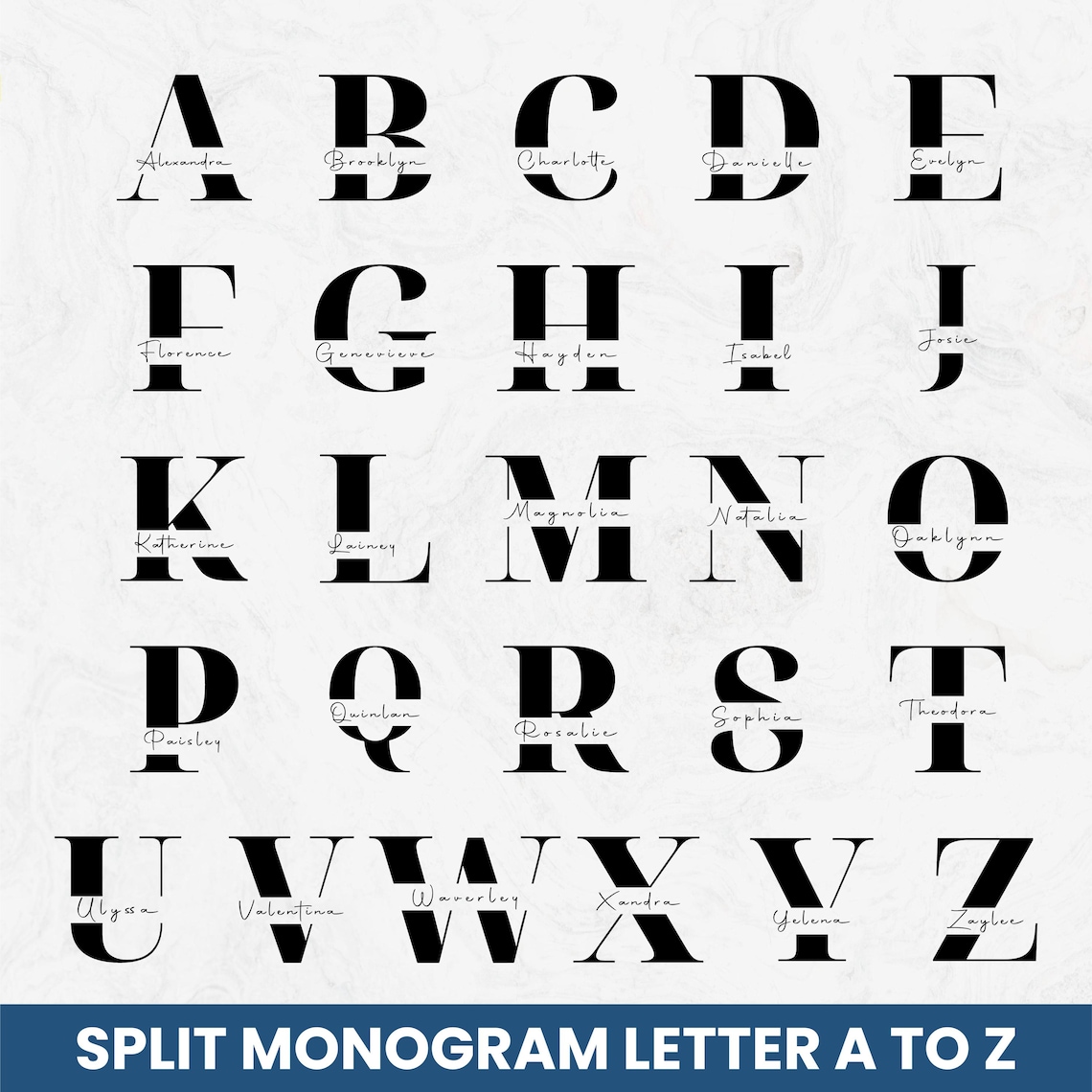 Alphabet Monogram SVG, PNG, Custom Names, Split Monogram Alphabet SVG ...