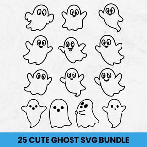 Cute Ghost Halloween SVG, Retro Ghost png, Spooky Season, Halloween png, Ghost SVG Bundle, Spooky Ghost Outline SVG, Halloween Clipart